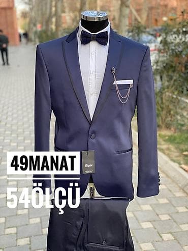 kostüm: Kişi klassik kostyum dəsti - Rəng: tünd göy (lacivərt), qara detallar — 1