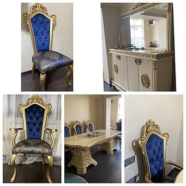 omid aboy evi: Dəst 8 stul (2 ədəd kreslo tipli, 6 ədəd oturacaq stul), masa və — 1