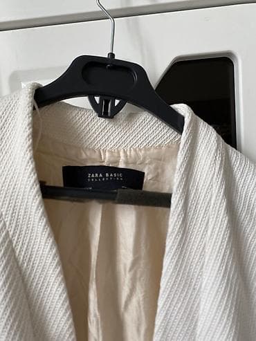 ZARA Basic Collection qadın jaketi - Rəng: krem/bozax fonlu açıq bej