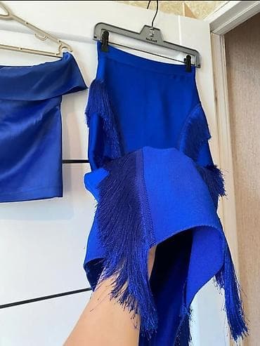 desd paltarlar: Kobalt mavi rəngdə iki hissəli qadın dəsti: Materalı beden — 4