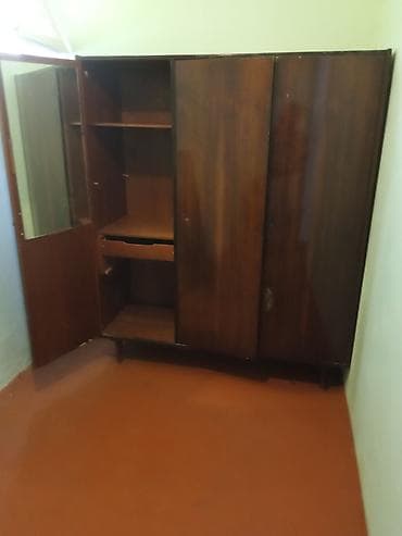 İşlənmiş, 3 qapılı, Güzgülü, Qəhvəyi, Taxta, Açılan, Düz dolab — 4