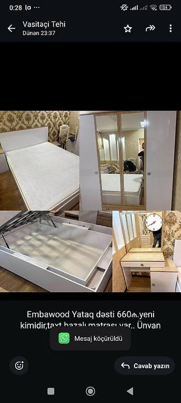Embawood Yataq dəsti 660₼.yeni kimidir,taxt bazalı,matrası var. Ünvan