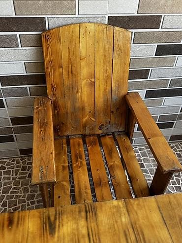 heyet stolari: Rustik massiv ağacdan bağ/teras mebel dəsti Tərkib: - 1 ədəd böyük — 9