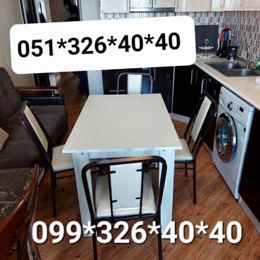 Masa və oturacaq dəstləri: Qonaq otağı üçün, Yeni, Dördbucaq masa, 4 stul — 8