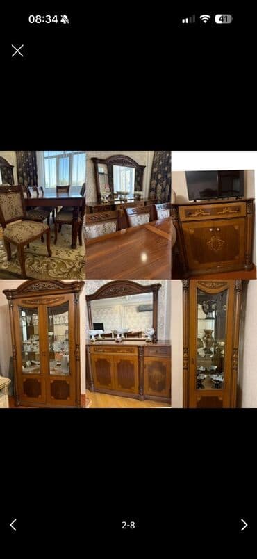 divar saat sekilleri: Klassik üslubda zövqlü qonaq/yemək otağı dəsti. Dəst tərkibi: - Geniş — 1