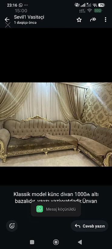 Мебель: Klassik model künc divan 1000₼ altı bazalıdıryaxşı — 1
