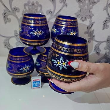dibcek qablari: Qədəhlər, rəng - Göy, Şüşə, 6 ədədli dəst, 250 ml — 1
