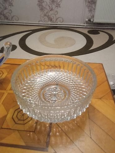 Şüşə kristal qənd/qab-meyvə qabı - Material: qalın, şəffaf şüşə