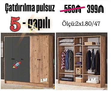 qapilari: 5 qapı, Qəhvəyi, Taxta, Açılan, Düz dolab — 1