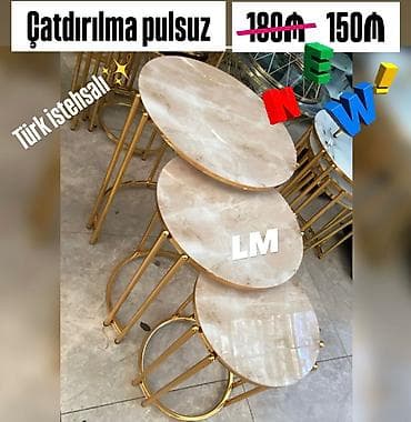 Ziqonlar üçlü dəst - Üzəri bişmiş şüşə səthli, mərmər naxışlı dairəvi at lalafo.az Ziqonlar üçlü dəst - Üzəri bişmiş şüşə səthli, mərmər naxışlı dairəvi