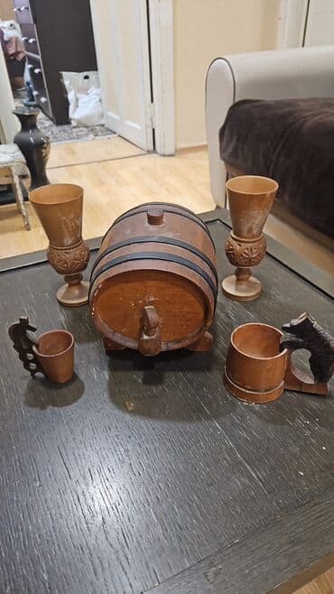 Taxta içki dəsti - Material: təbii ağac - Komplekt: 1 ədəd kiçik