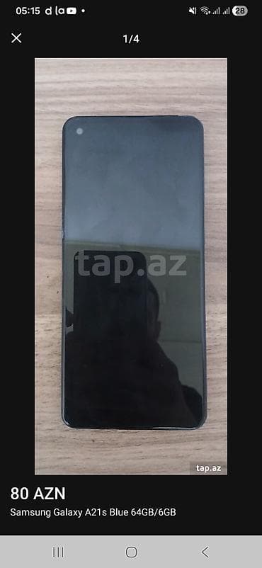 Samsung Galaxy A21S, 64 GB, rəng - Mavi, Barmaq izi — 4