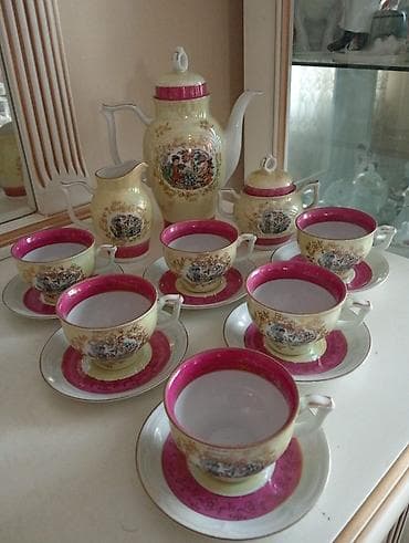 qedimi sufre: Qəhvə dəsti, Farfor, 6 nəfərlik, Almaniya — 3