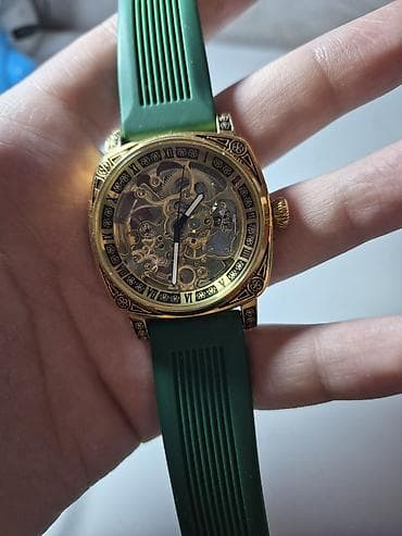 Smart qolbaqlar: Skeleton dizaynlı mexaniki qol saatı - Korpus: qızılı tonlarda, oyma — 1