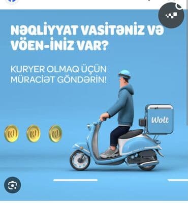 bakıda surucu işi: Wolt qeydiyyat gündəlik maşı 75 %25 faizə — 1