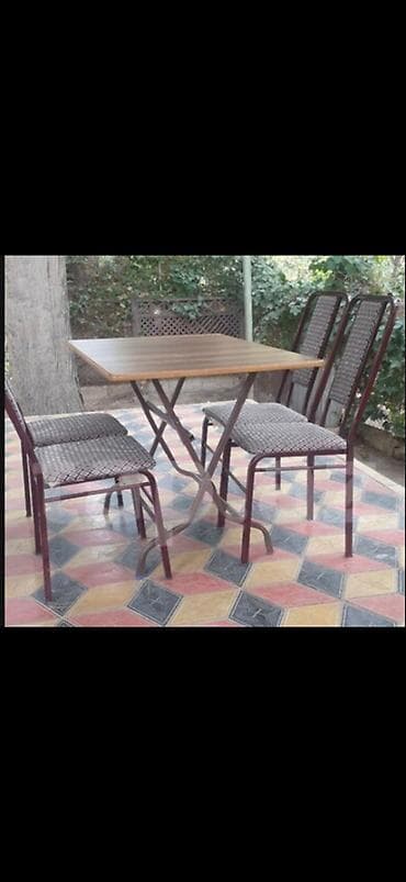 Restoran mebeli: Kafe üçün stol-stul dəsti. 7 ədəd MDF (su götürməyən, keyfiyyətli) — 4