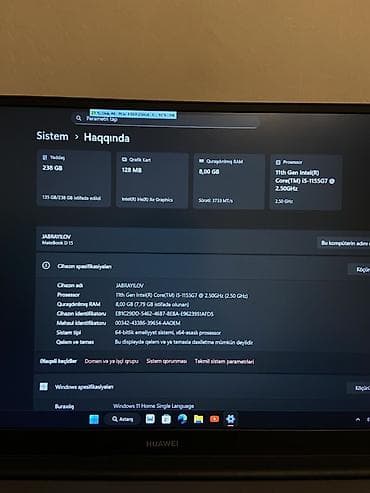 notebook ekran: ⚡ Huawei MateBook D15 i5 11th Gen | Adobe paketi ilə | Az işlənmiş — 9