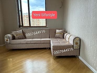 gips blok: Künc divan, Qonaq otağı üçün, Vеlur parça, Bazalı, Açılan, Kitab — 3