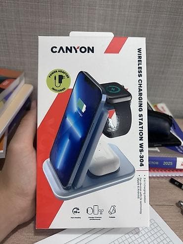 Elektronika: Canyon WS-304 Simsiz Şarj Stansiyası - 3‑də‑1 şarj: eyni anda — 1