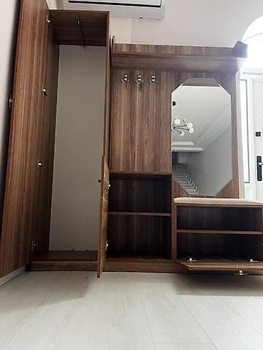 boru: İşlənmiş, 1 qapı, Güzgülü, Qəhvəyi, Açılan, Düz dolab — 3
