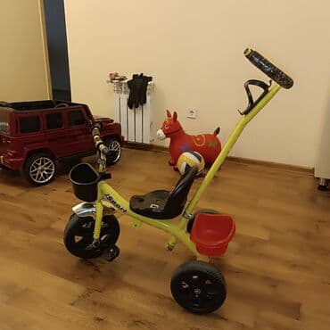 детские машинки на педалях: Uşaq üçtəkərli velosipedi – sarı rəng, “Sport” yazılı model — 2