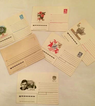 1 dollar qiyməti: SSSR- den qalma teze Yeni il 8 mart otkritkaları ve konvertler — 2