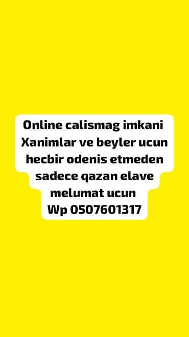 Online çalışma imkanı – xanımlar və bəylər üçün. - Heç bir ödəniş