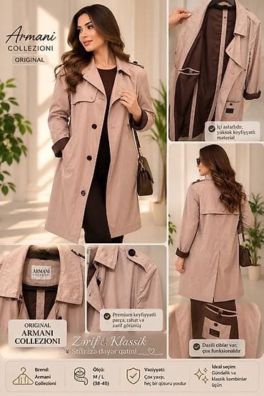 bot 38: Armani Collezioni Original trench palto - Rəng: Açıq bej, içi qəhvəyi — 2