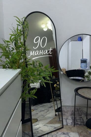 canli sekiller: Satışda studiya/mebel əşyaları: - Boy güzgüsü, qara metal çərçivə — 2