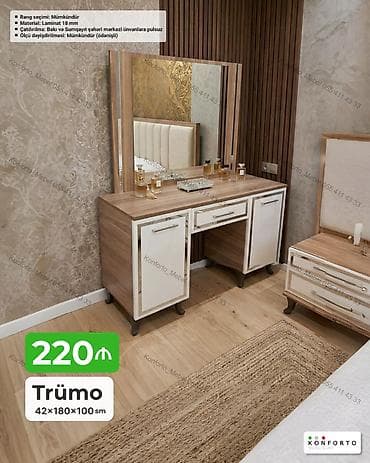 mebel termo: Trümo dəsti – güzgülü makiyaj masası - Ölçü: 42 × 180 × 100 sm - — 1