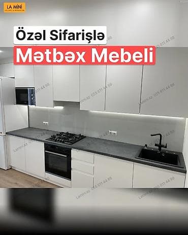 Sifarişlə mətbəx dəsti, Özü çəkən petlələr, MDF, Kredit yoxdur