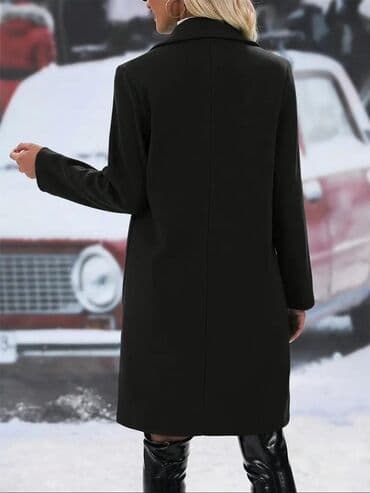 klassik qadin pencekleri: Qadınlar üçün klassik qara palto - Üslub: İkiqat düymələnən — 2