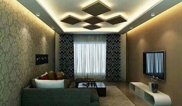 alcıpan tavan fiqurları: Hər növ Alcipan işləri görülür. Düz sadə tavan. Ara kəsmə divar — 3