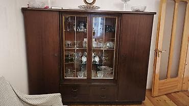 buffet: Klassik üslubda iri vitrinli bufet/dolab - Material: tünd qəhvəyi — 6