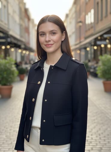 star silim: ZARA qadın qısa jaket - Rəng: qara - Model: hərbi/strukturlaşdırılmış — 1