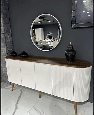 Yeni, 4 qapılı, Güzgülü, Ağ, Digər material, Açılan, Düz dolab