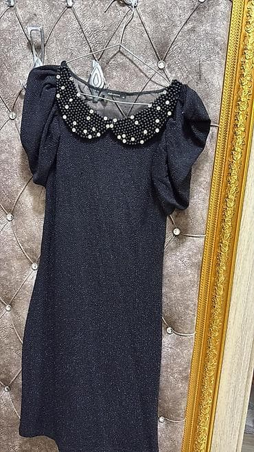 Qara ziyafət donu - Model: Dizə qədər uzunluqda, parıltılı toxumalı