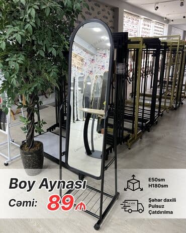 ev ucun guzgulər: Güzgü Döşəmə üstü, Sadə, Arxa işıqlı — 1