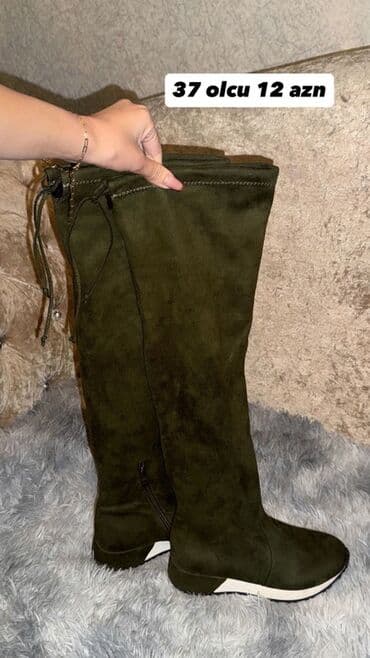 əsgər çəkməsi: Çəkmə, Ölçü: 37, rəng - Yaşıl, İşlənmiş — 1