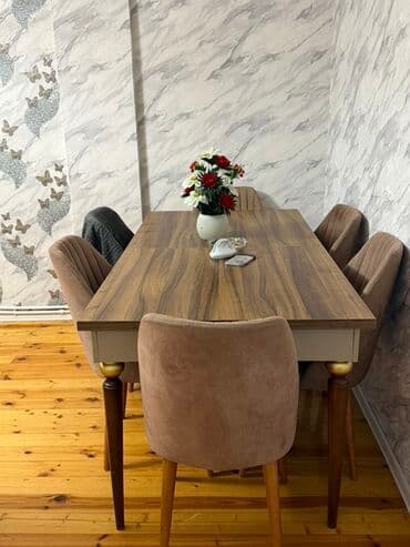 sutul stol: Qonaq otağı üçün, Açılmayan, Dördbucaq masa, 6 stul — 2