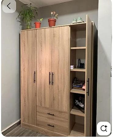divar skafi: Yeni, 3 qapılı, Siyirməli, Bej, Taxta, Açılan, Düz dolab — 1