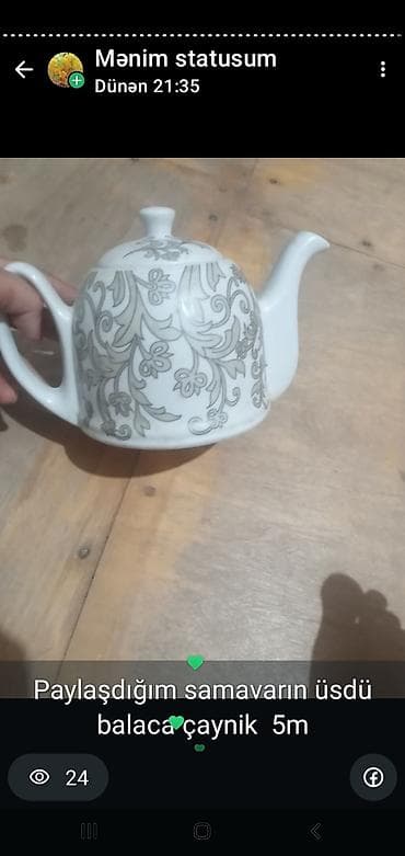 samovar cay: Çay dəsti, rəng - Ağ, Şüşə — 3