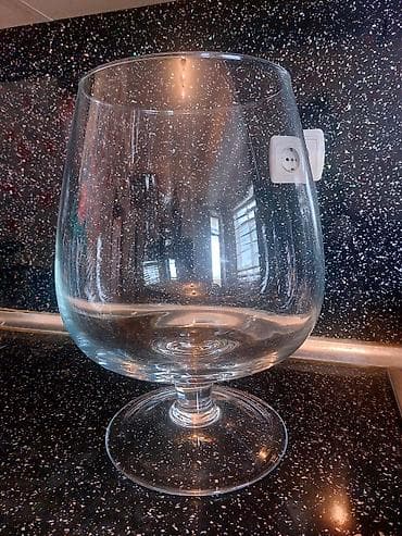 step deke: Böyük ölçülü şüşə qab – ayaqlı, geniş ağızlı dekorativ bowl — 1