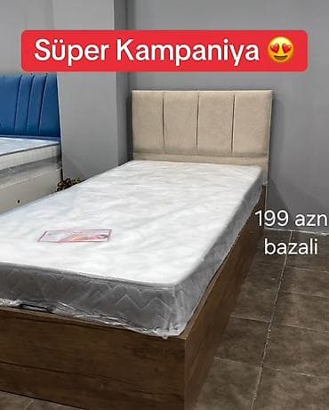 kreslo tek: Tək nəfərlik çarpayı və matras dəsti. Şəkillərdə yumşaq üzlüklü — 3