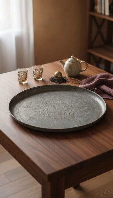 yeni xalca: Məhsul: Mis/ böyük sini (oyma naxışlı) Təsvir: - Dairəvi böyük — 1