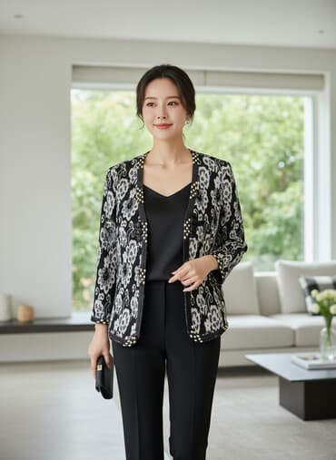 jaketlər: Qadın üçün şıq jaketlər dəsti - Model 1: MK Merry K markalı, qara-ağ — 1