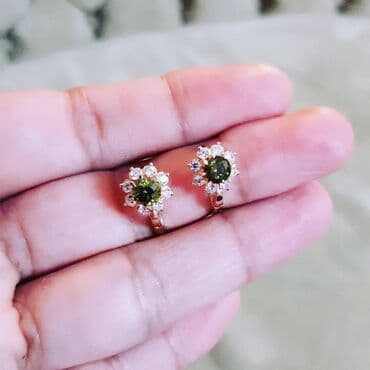 золотые комплекты с бриллиантами в баку: Серьги, Желтое золото, 585 проба, 206 г — 1