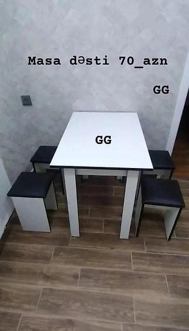 ofis ucun stullar: Mətbəx üçün, Yeni, Açılmayan, Dördbucaq masa, 4 stul — 2