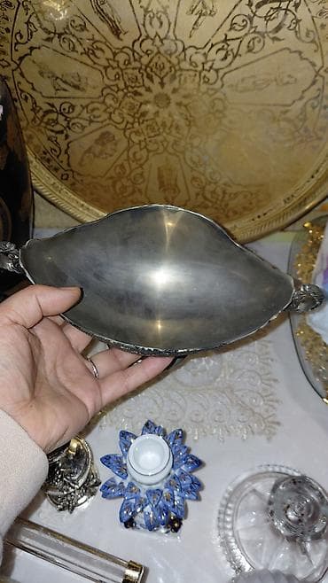 ev qaplari: Zərif dekor dəsti - 2 mərtəbəli şirniyyat/furshet qabı: Şüşə — 4