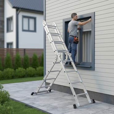 Çoxfunksiyalı, yüngül alüminiumdan hazırlanmış pilləkən. Bu pilləkən